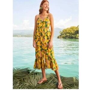 FARM Rio Lemons Sleeveless Dress - Yellow, Green and Pink NWT